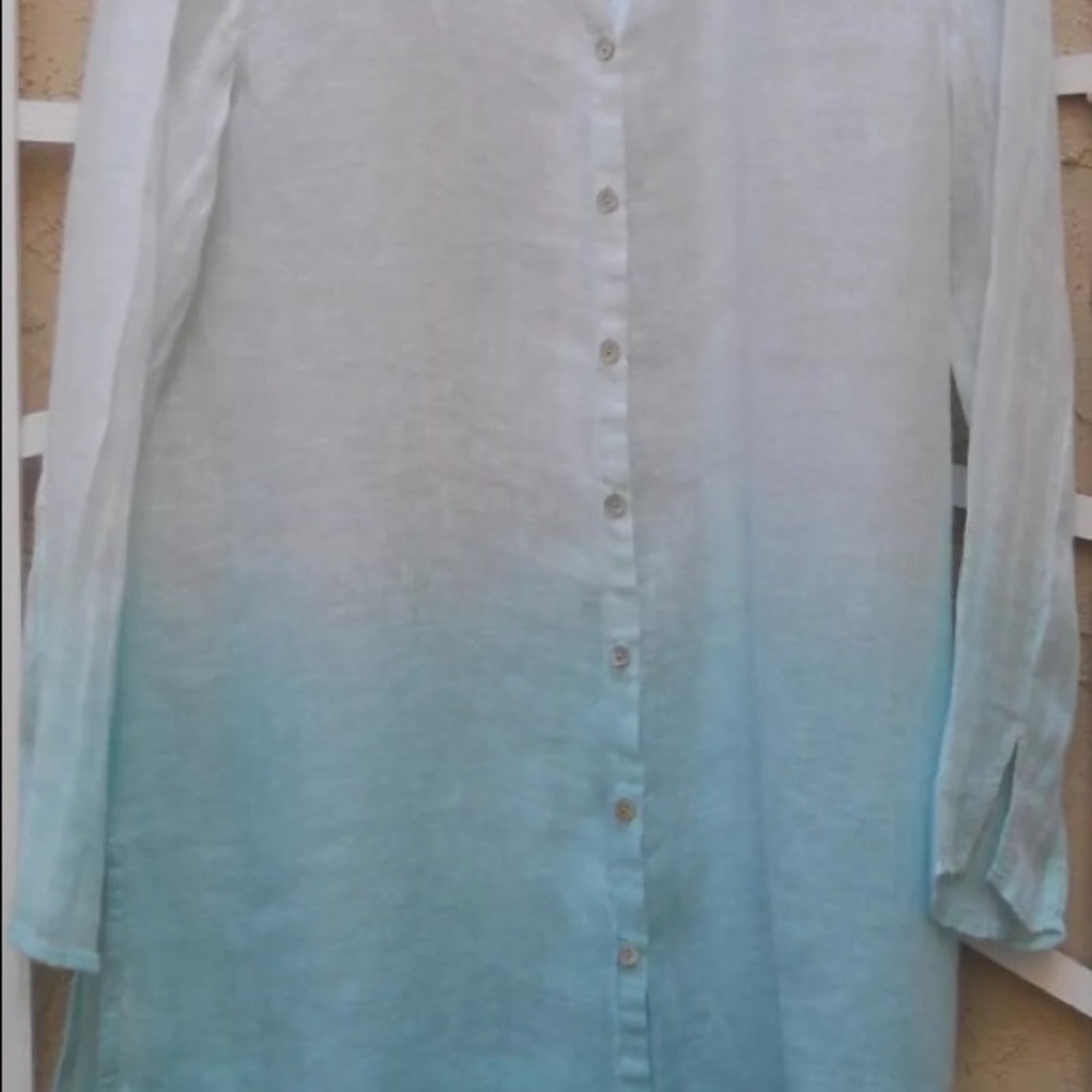 Eileen Fisher xs aqua ombré tunic linen
